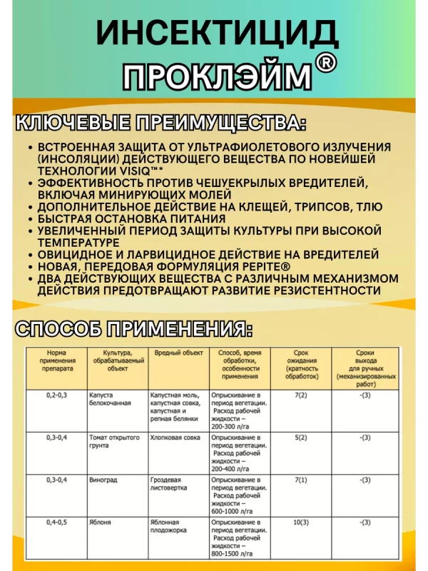 Проклэйм, ВРГ инсектицид защита яблонь и овощей